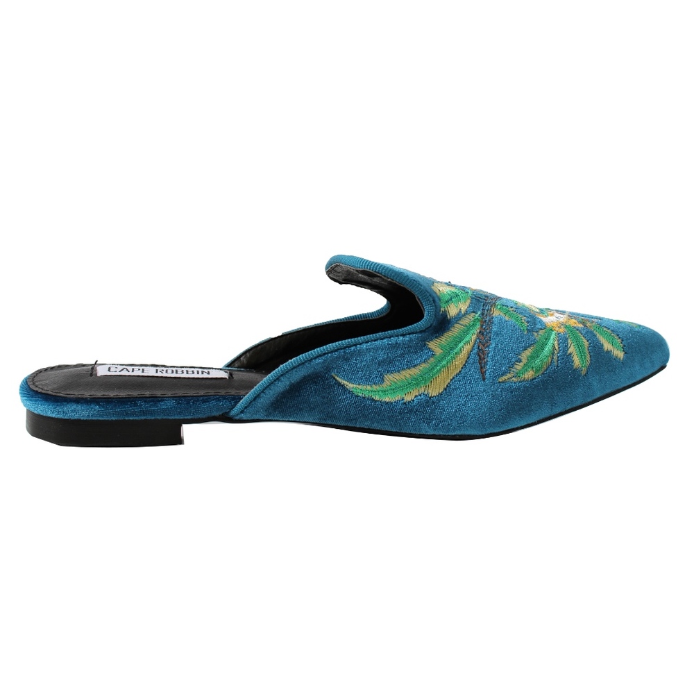 Peacock Floral Embroidered Slip on Mules - Picture 6 of 8
